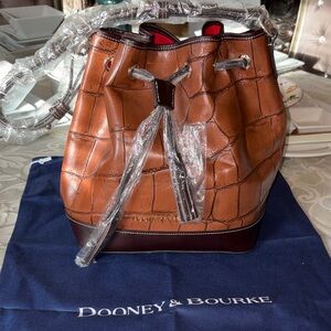 Dooney & Bourke Tan Croc-Embossed Shoulder Bag